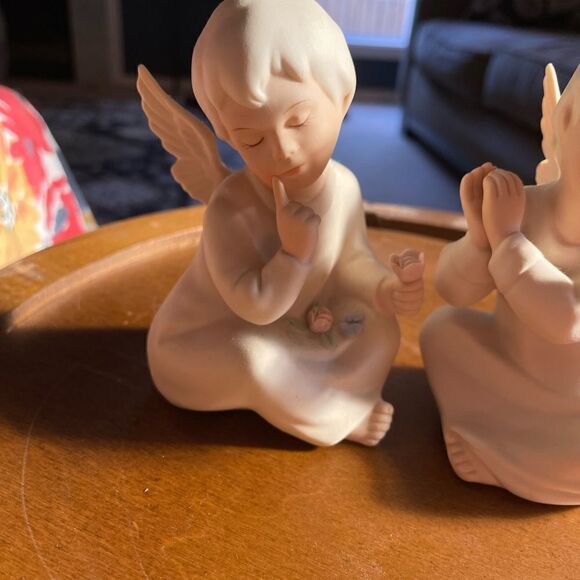 Homco Ceramic Signed Hand Painted Angels Fairies set of 2 - Picture 2 of 15